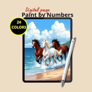 Running Horses Paint by Numbers | Advanced Animal Coloring Page | Horse Lovers DIY Art | Detailed PBN Printable | Digital Download