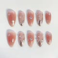 Pink Fairy Nails /press on nails long almond nails/Glam nails/Silver Chrome Nails/Silver star nails/Pink gradient nails/Simple nails product logo