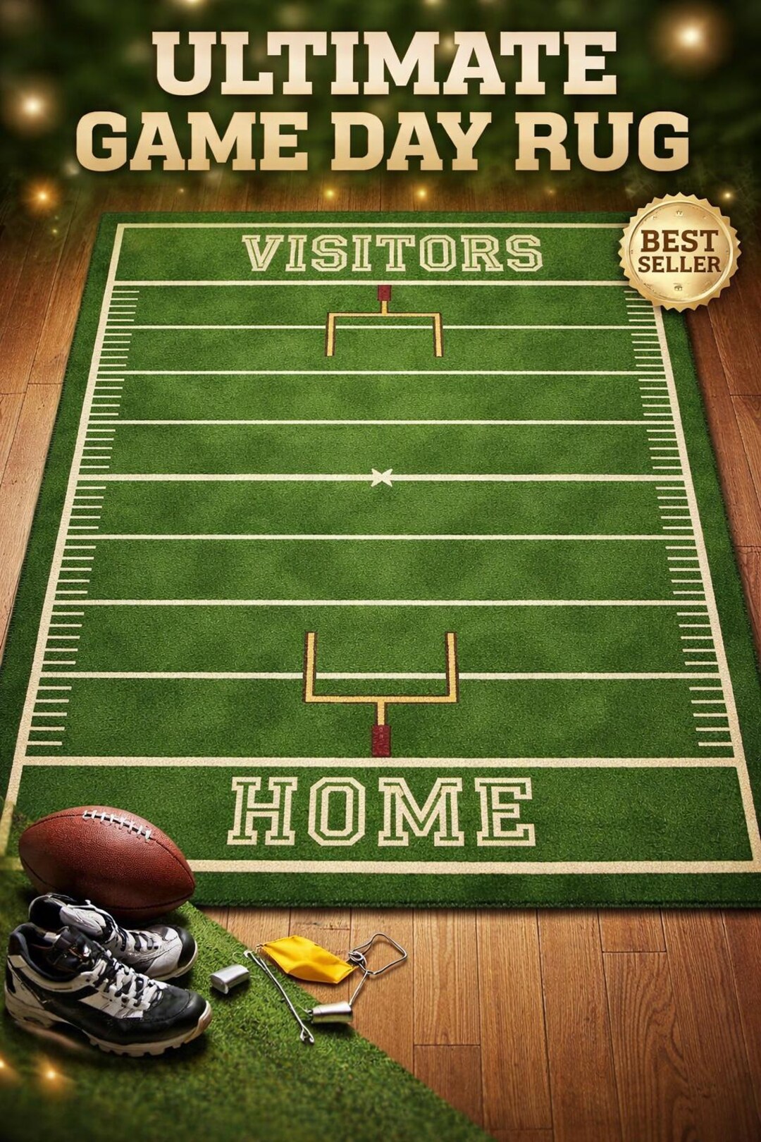 Football Filed Rugg Emerald Green Football Field Rug – Sports Room Decor - Etsy