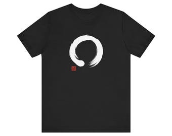 Zen Enso Circle T-Shirt, Minimalist Japanese Calligraphy Design, Zen Brush Shodo Art Tee