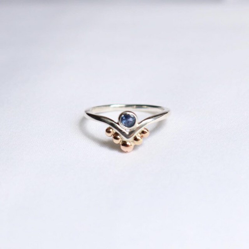 Anniversary Gold Montana Sapphire Chevron Ring V band Ring Bridal Silver Timeless Alternative Classic