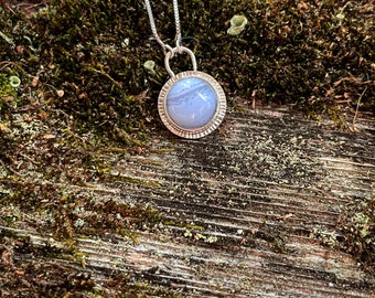 Blue Lace Agate Necklace Sterling Silver