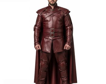 Disfraz de rey de cuero hecho a mano – Corona medieval, capa y jubón – Atuendo gótico renacentista para cosplay – Regalo para él