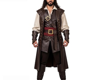 Handmade Brown Leather Pirate Vest – Genuine Leather Renaissance Waistcoat – Medieval Steampunk Cosplay Costume  – Gift for Him