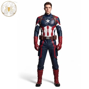Handgjord stjärnsköldsdräkt för män | Patriot hjältekostym | Cosplay-outfit | Gåva till honom bild 1