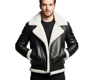 Mens Black Leather Fur Jacket : Biker Style Leather Jacket & Custom Motorcycle Outerwear | Gift for him