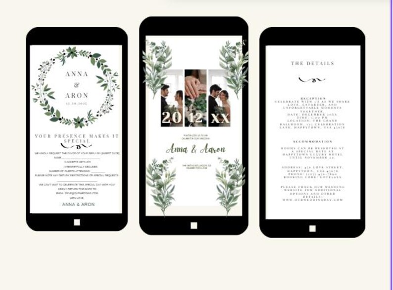 Personalize Wedding Invitation Template Elegant Floral Design Etsy
