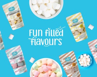 Gâterie végétarienne à la guimauve Option de desserts gastronomiques Sachet de collations sucrées végétaliennes refermable Saveur de caramel salé artisanal Inspiré des Indes exotiques