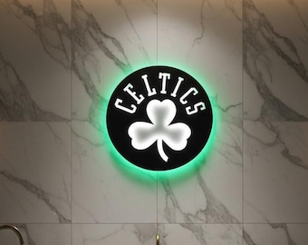 Boston Celtics LED-väggdekor | Handgjord metallkonst för sportfans