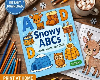 Snow Alphabet Coloring Pages for Kids | Winter ABC Worksheets | Preschool Homeschool Printable Activity Book