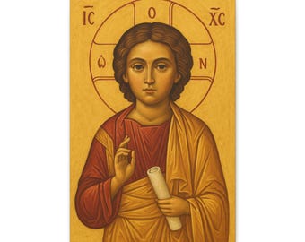 Orthodox Icon of Christ Emmanuel | Young Christ Byzantine Icon | IC XC Digital Download | Christian Wall Art Printable