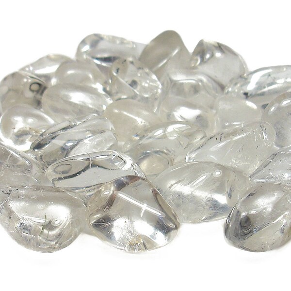 TUMBLED - (1) Medium/Large CLEAR QUARTZ Crystal with Description Card - Healing Stone Reiki