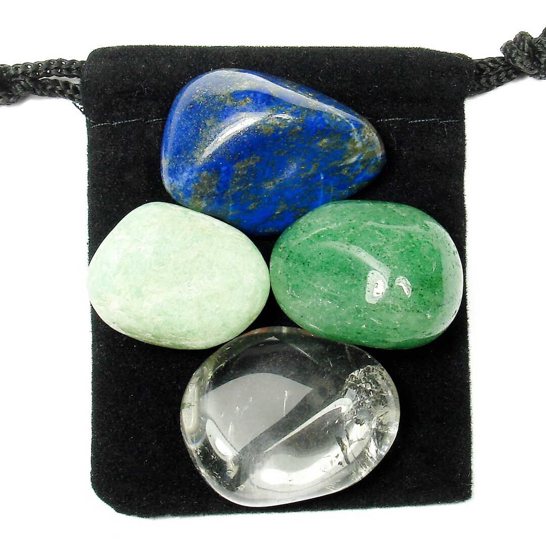 NERVOUS SYSTEM SUPPORT Tumbled Crystal Healing Set 4 Gemstones W