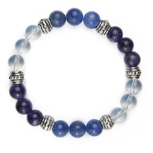 PSYCHIC INTUITION 8mm Crystal Intention Stretch Bead Bracelet w/Description Card Amethyst, Sodalite, Clear Quartz image 2