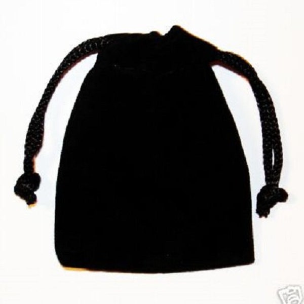 SMALL BLACK VELOUR Crystal Bag / Pouch with Drawstring Closure - 2 x 2.5 inch