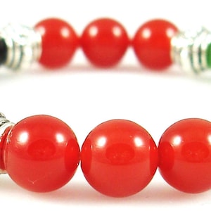Bransoletka z koralików OVERCOMING ABUSE 8 mm Crystal Intention Stretch Bead z kartą opisu - Awenturyn, Karneol, Czarny obsydian