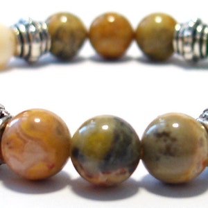 INTELIGENCIA EMOCIONAL 8mm Crystal Intention Stretch Bead Bracelet w/Description Card - Ágata, Aventurina, Calcita