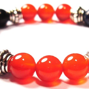 ARTHRITIS SUPPORT 8mm Crystal Intention Stretch Bead Armband mit Beschreibung Card-Black Obsidian, Carnelian, und Chrysocolla
