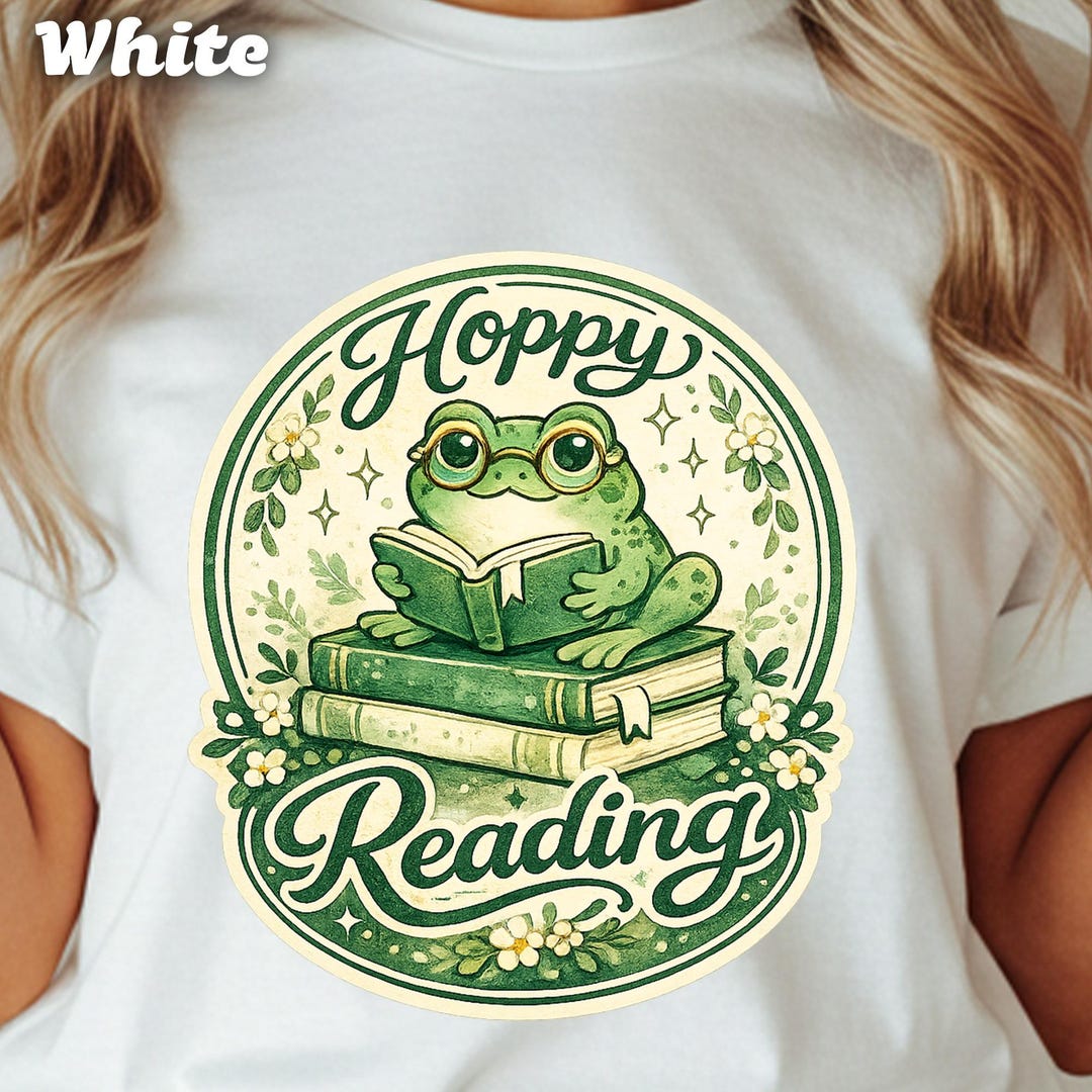 Hoppy Reading T-shirt, Cute Frog Book Lover Tee, Cottagecore Academia ...