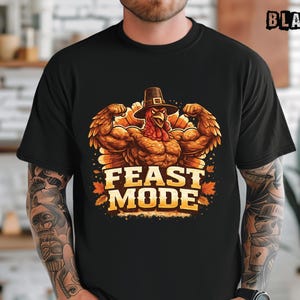 Feast Mode Comfort Colors T-Shirt, Funny Buff Turkey Thanksgiving Tee, Epic Fall Season Foodie Dinner Party Gift