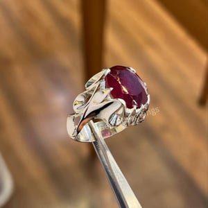 Red Ruby Yaqoot Ring: Handmade Sterling Silver 925 Gothic Ring