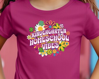 Homeschool Shirt for Kids | 1st Day of Homeschool Kid Shirt | Back to School Shirt | Kids Retro Shirt - Kindergarten Homeschool Vibes