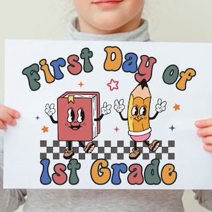 Retro Schulanfang Zeichen | 1st Day of School Printable | Schulanfang Foto - Erster Schultag