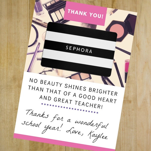 Teacher Appreciation Gift - Printable Sephora Gift Card Holder