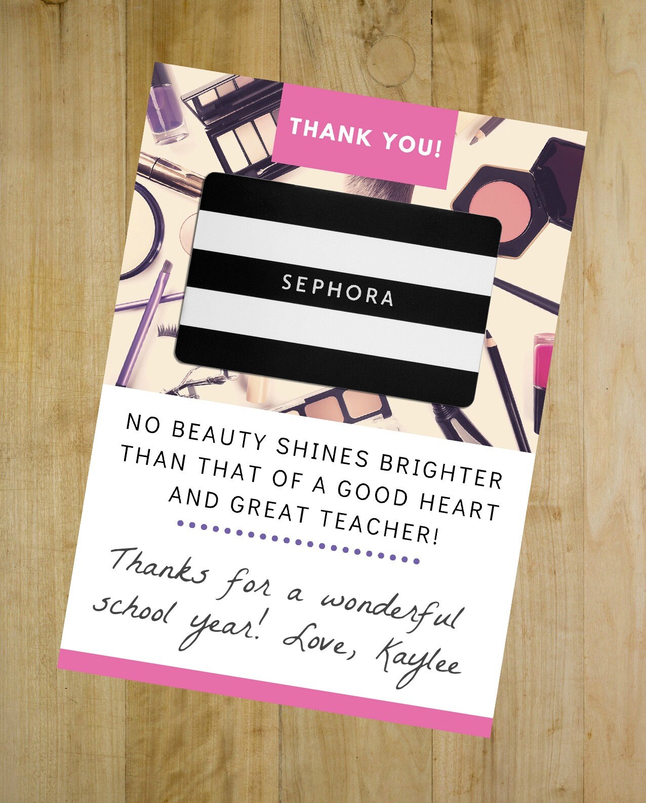 Teacher Appreciation Gift Printable Sephora Gift Card Holder Etsy