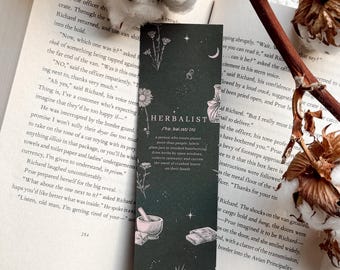 Herbalist Definition Bookmark, Cottagecore Aesthetic Bookmarks, Bookish Gifts for Book Lovers, Dark Academia Stationery, Botanical Bookmark
