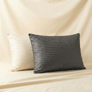 Luxury Striped Pure Egyptian Cotton Pillowcases (2 Pack) | Hotel Quality Bedding | Stone Grey, Mocha Brown, Honey Gold & Amber