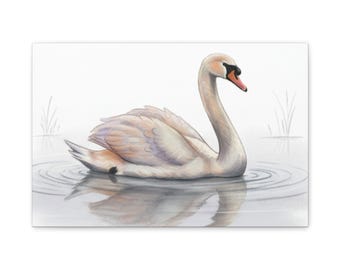 Graceful Swan Watercolor Canvas
