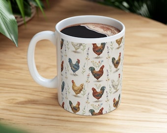Taza de café de cerámica con diseño de gallo