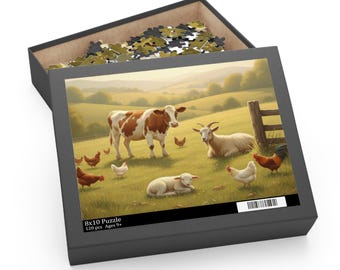 Countryside Farm Animals Puzzle | Cow, Sheep & Chickens 120, 252 or 500-Piece