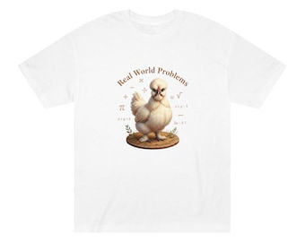 Camiseta de pollito con problemas del mundo real / Ilustración de pollito adorable, símbolos matemáticos