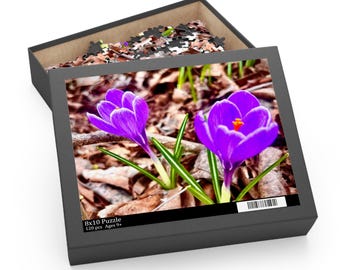 Rompecabezas de flores de azafrán púrpura de primavera / Rompecabezas floral de primavera de 120 a 500 piezas