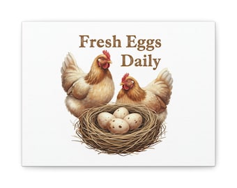 Fresh Eggs Daily Farmhouse Chickens Canvas