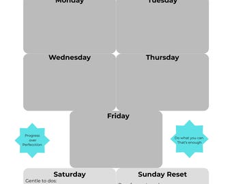 Planificador semanal realista imprimible / Para personas con TDAH / Tareas semanales / Descarga instantánea