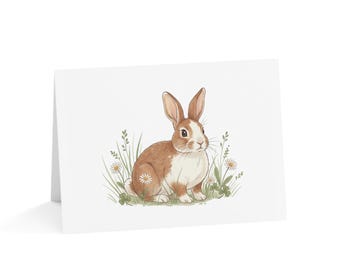 Bunny Floral Illustration Greeting Card | Blank Note Card