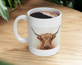 Highland Cow Portrait Mug | Ceramic Coffee Cup
