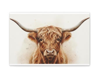Highland Cow Canvas | Matte Stretched Wall Art