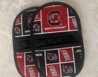 Pot Holders-Oven & Microwave Mitts-Pinchers-South Carolina Gamecocks with Black Trim-Free Shipping