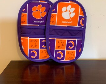 Pot Holders-Clemson Tigers with Purple Trim-Free Shipping with Etsy