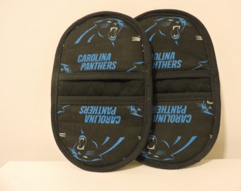 Pot Holders-Oven & Microwave Mitts-Carolina Panthers w/Black Trim-Free Shipping