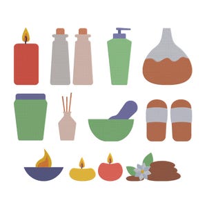 Pacote de Bordados com Elementos de Spa e Bem-Estar, Arquivo de Bordado à Máquina com Vela e Tema de Beleza, Download Instantâneo, 9 Tamanhos
