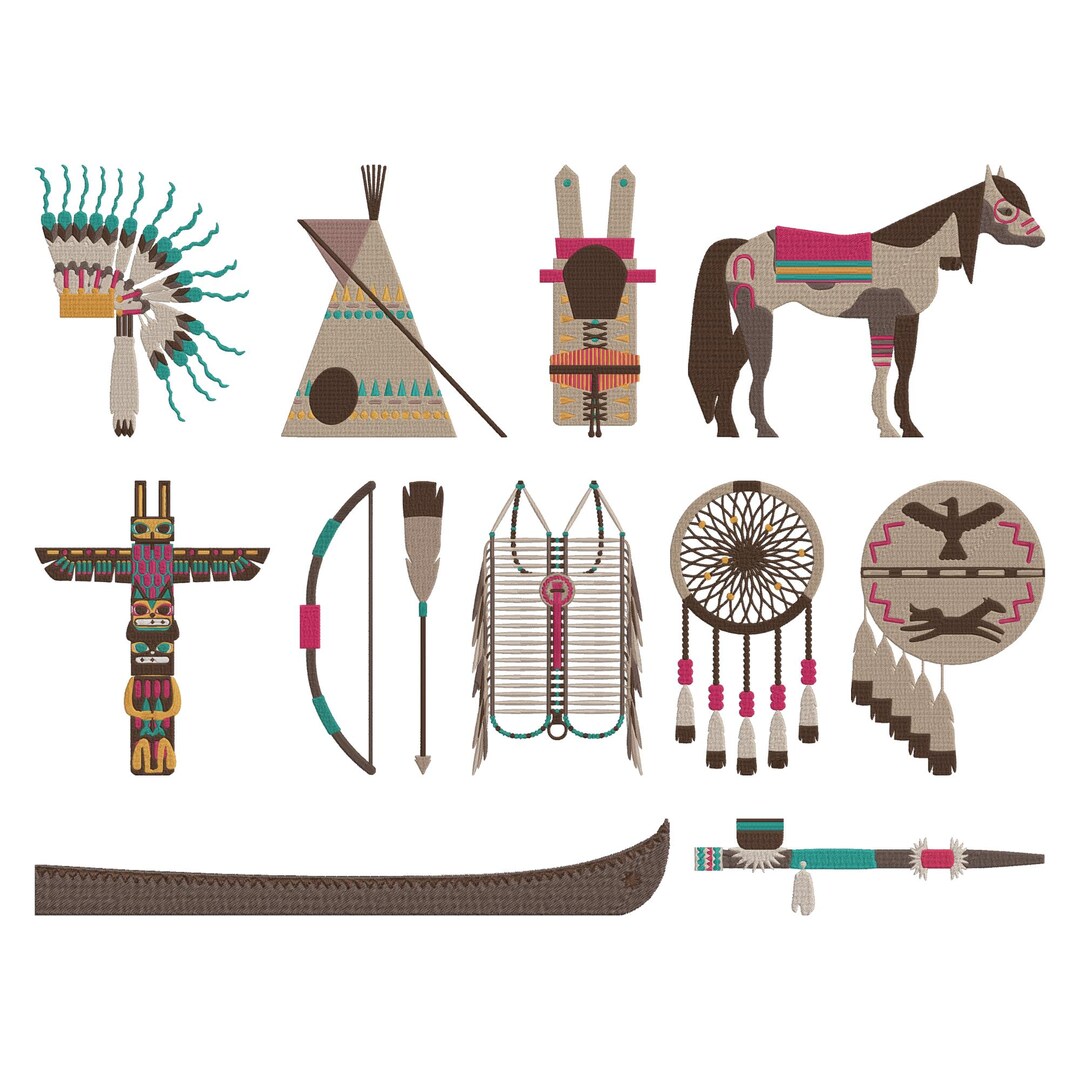 Western Folk Machine Embroidery Bundle, Set of 12, Native Embroidery ...