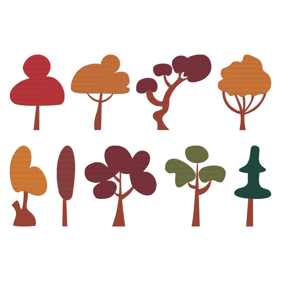 Tree Autumn Nature Embroidery Design, Autumn Tree Nature Forest Minimal ...