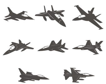 Paquete de bordado a máquina de aviones de combate, juego de 8, bordado de la Fuerza Aérea, descarga instantánea