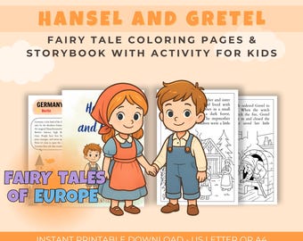Grimms Fairy Tale Printable I Hansel and Gretel Coloring | Preschool Storybook | Homeschool Activity for Kids | Educational Fairy Tale Map