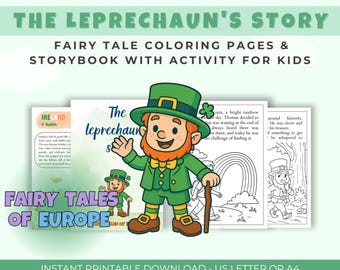 Printable Fairy Tale Coloring Book for Kids | Leprechaun's story Inspired European Story + Coloring Pages + Activities | Irish Fairy Tale